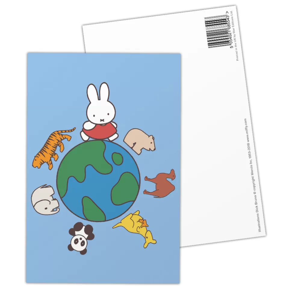 Clearance Miffy Animals Globe Postcard