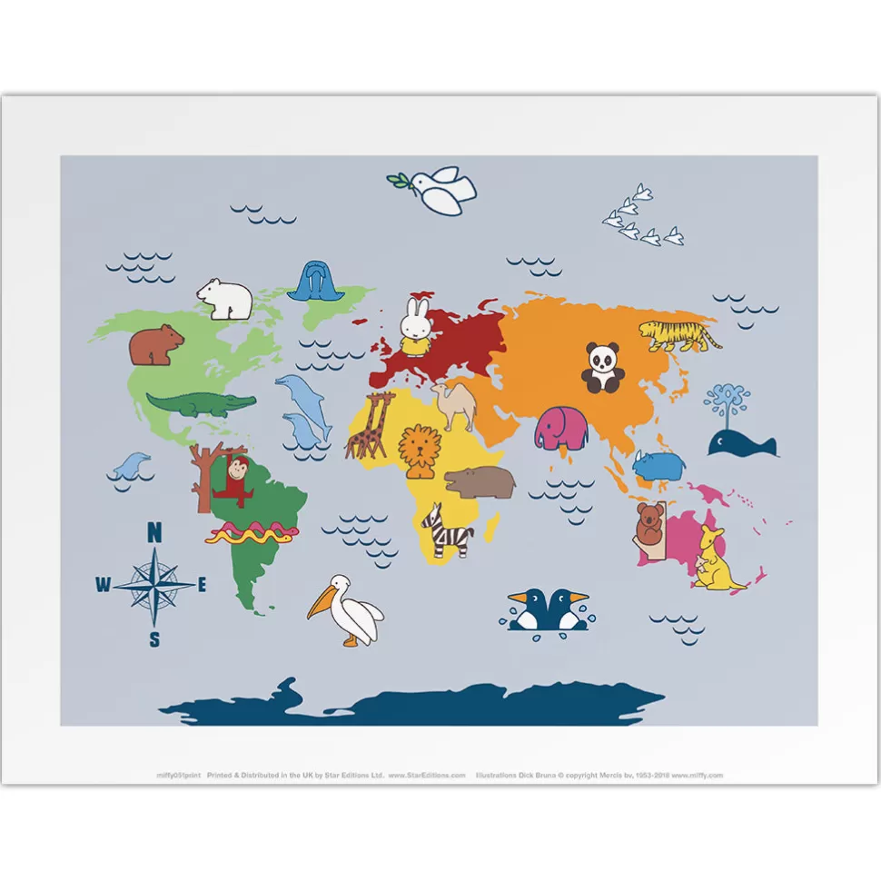 Cheap Miffy Animals Map Mini Poster