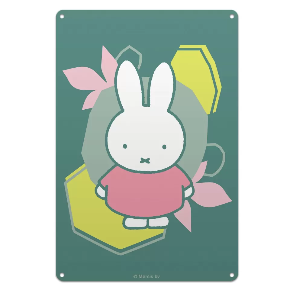 Best Miffy Floral Expression Pink Dress Metal Sign