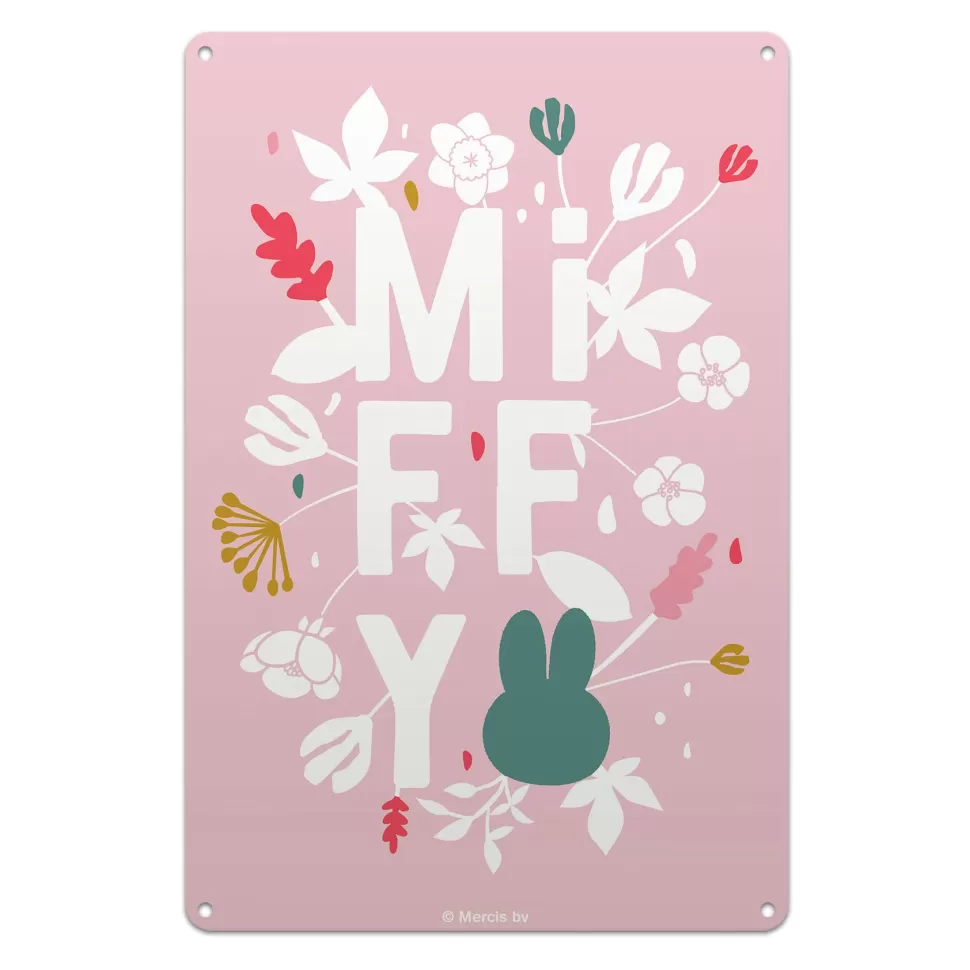 Clearance Miffy Floral Expression Pink Metal Sign