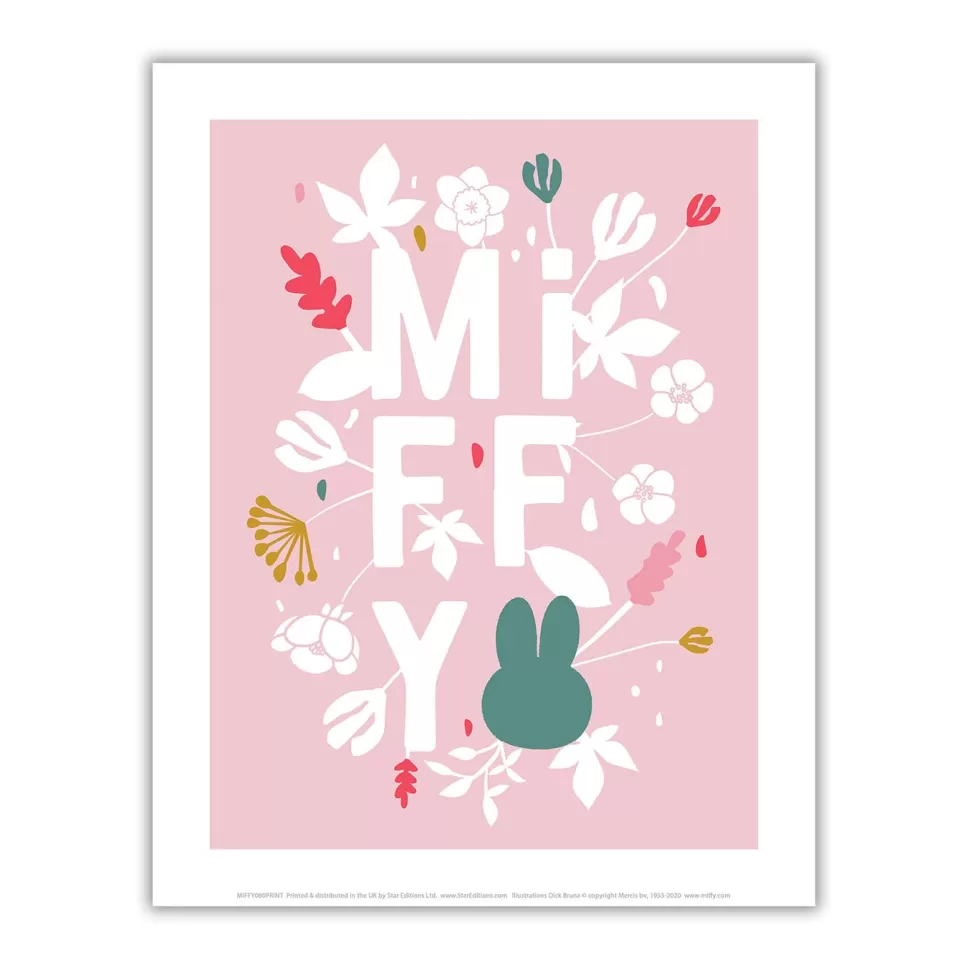 Cheap Miffy Floral Expression Pink Mini Poster