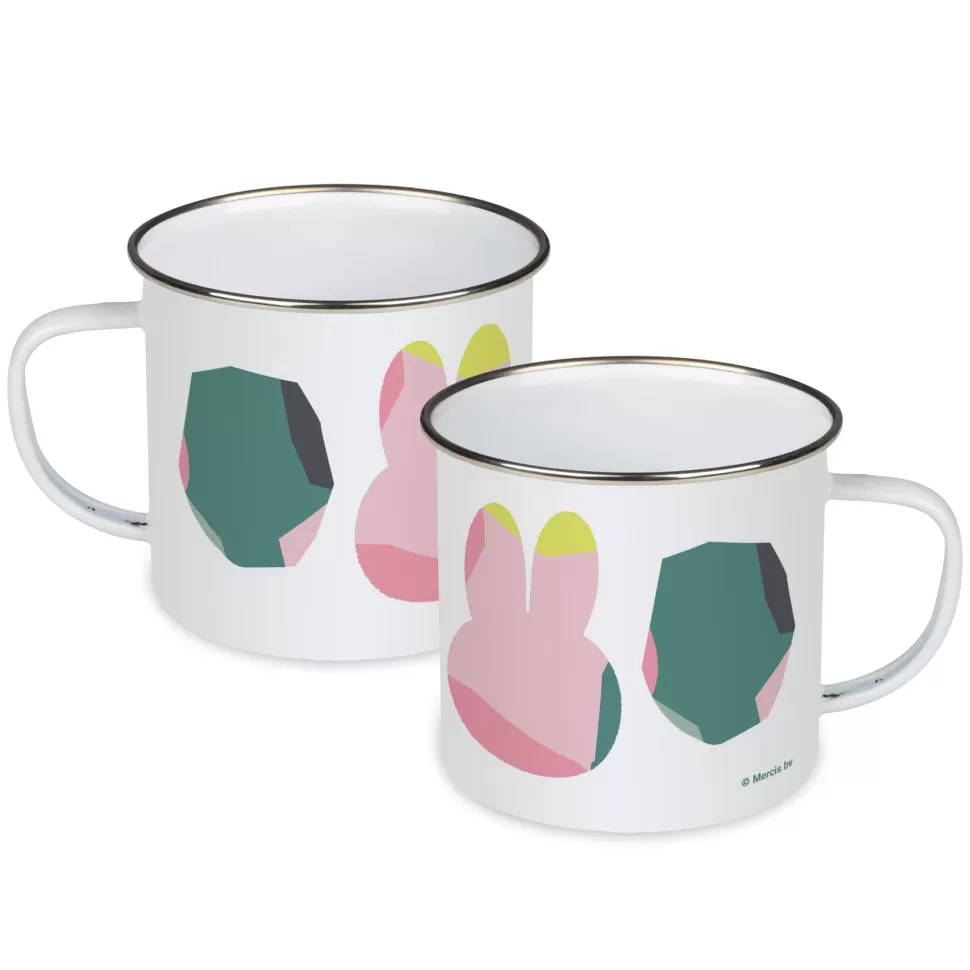 Best Miffy Floral Expression Pink Pattern Enamel Mug