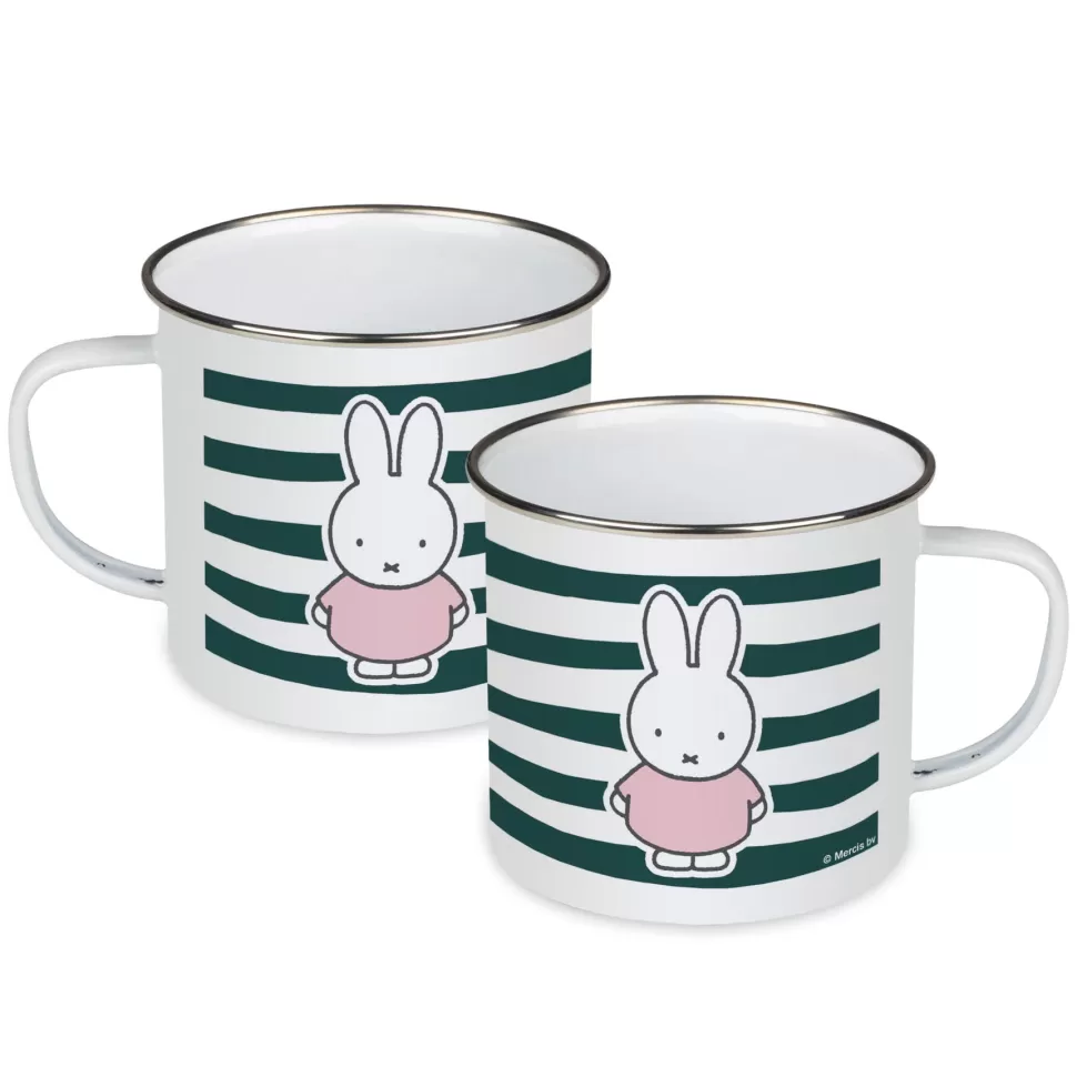 Sale Miffy Floral Expression Stripes Enamel Mug