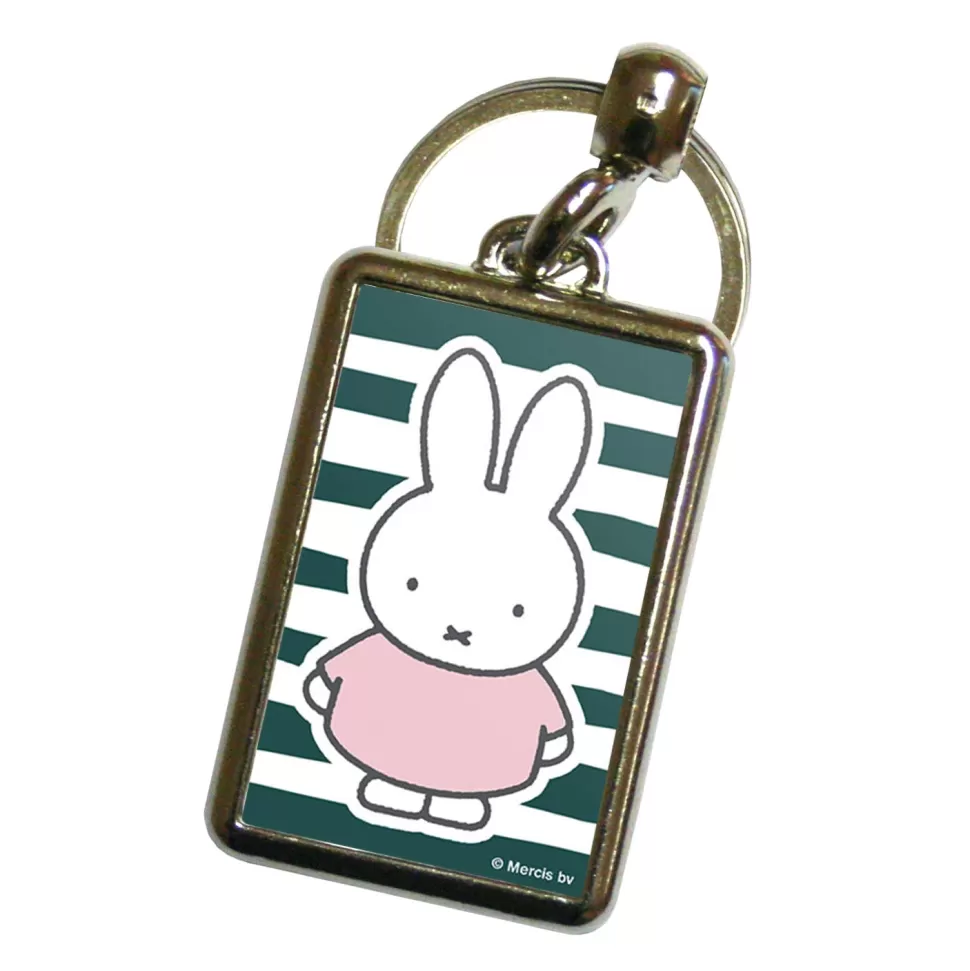 Online Miffy Floral Expression Stripes Metal Keyring