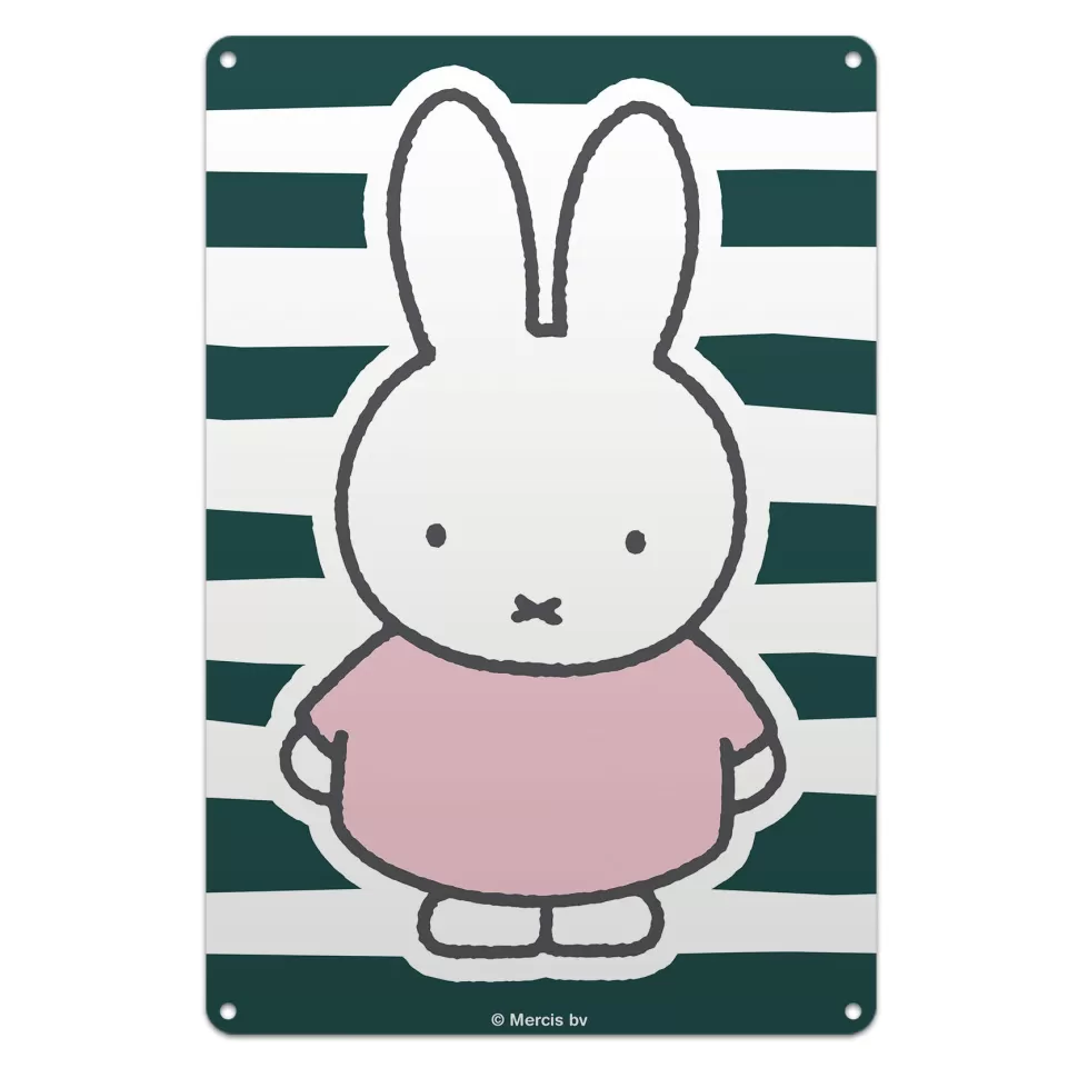 Best Miffy Floral Expression Stripes Metal Sign