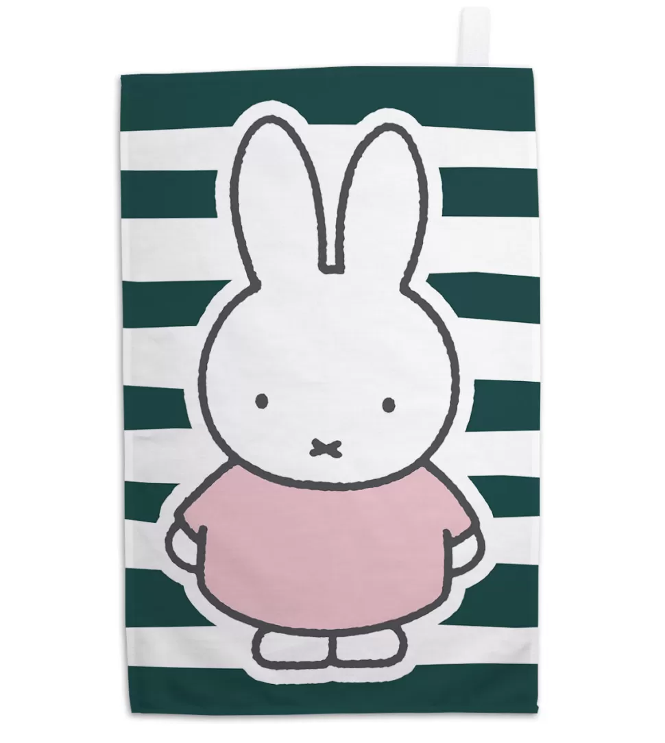 Sale Miffy Floral Expression Stripes Tea Towel