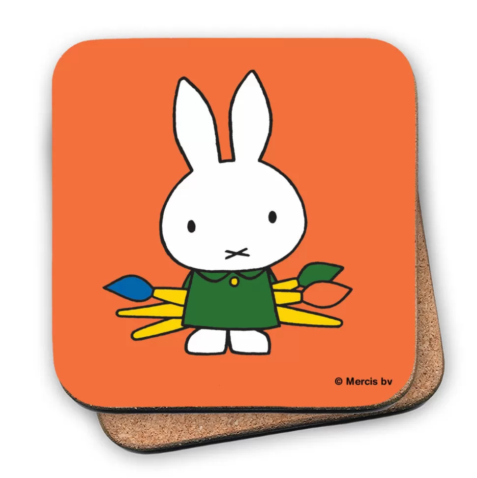 Flash Sale Miffy Holding Paintbrushes Cork Coaster