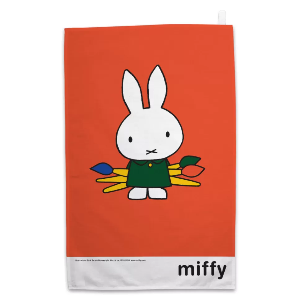 Cheap Miffy Holding Paintbrushes Tea Towel