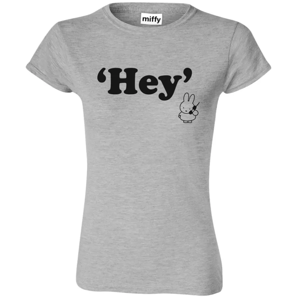 Shop Miffy Ladies 'Hey' Top - Grey T-Shirt