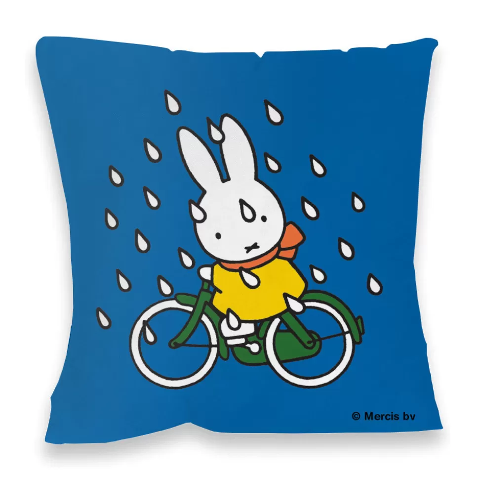 Store Miffy On Her Bike In The Rain Cushion