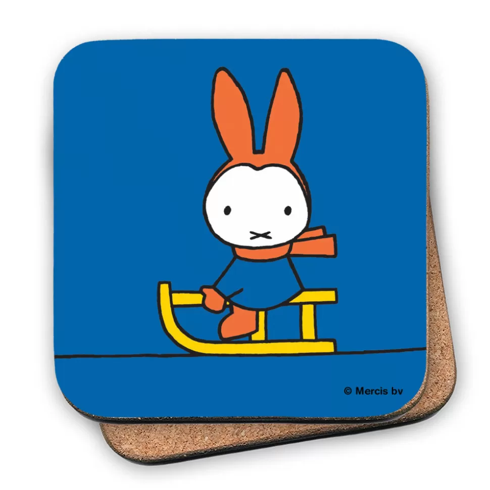 Flash Sale Miffy Playing On A Sleigh Cork Coaster
