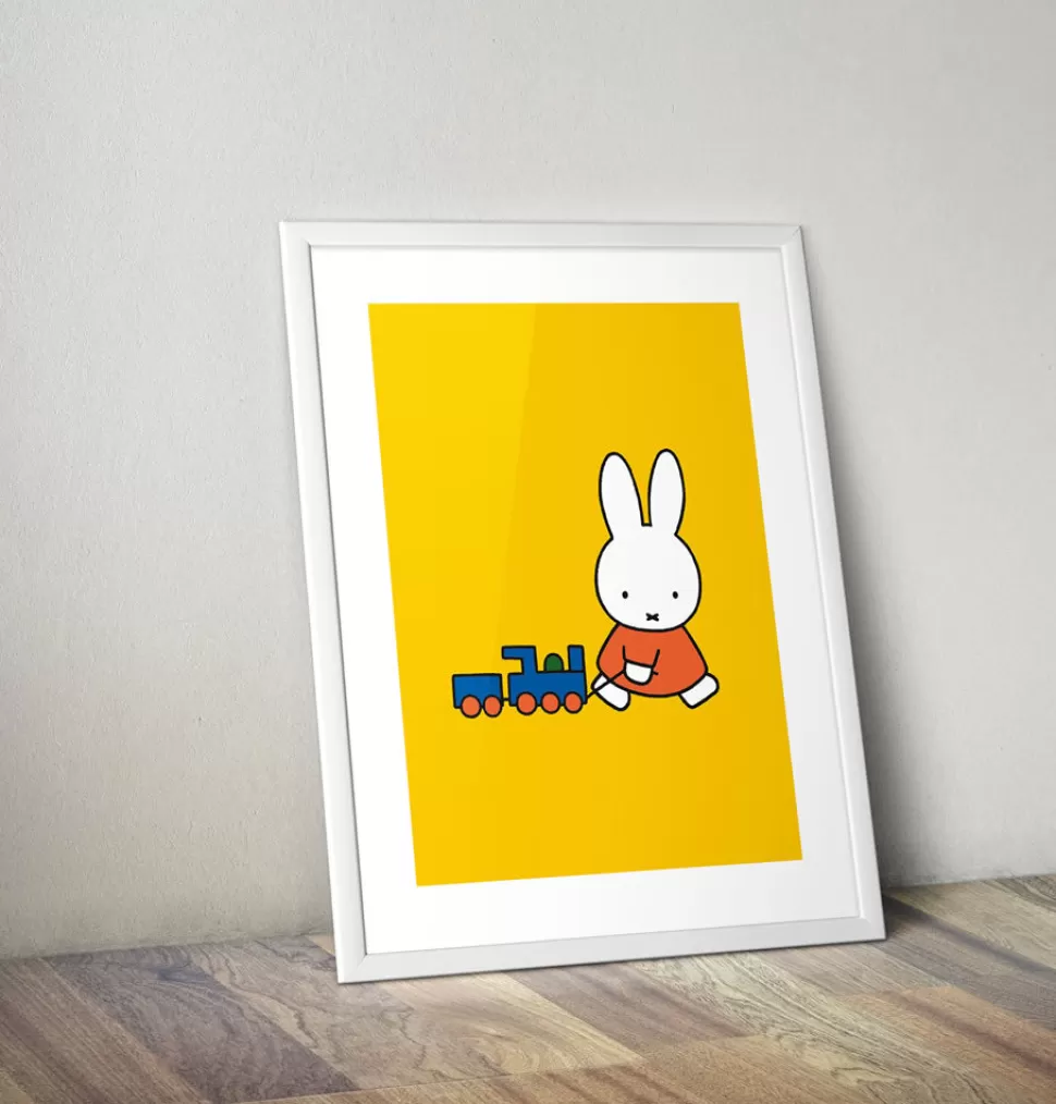 Cheap Miffy Pulling A Toy Train Framed Mini Poster