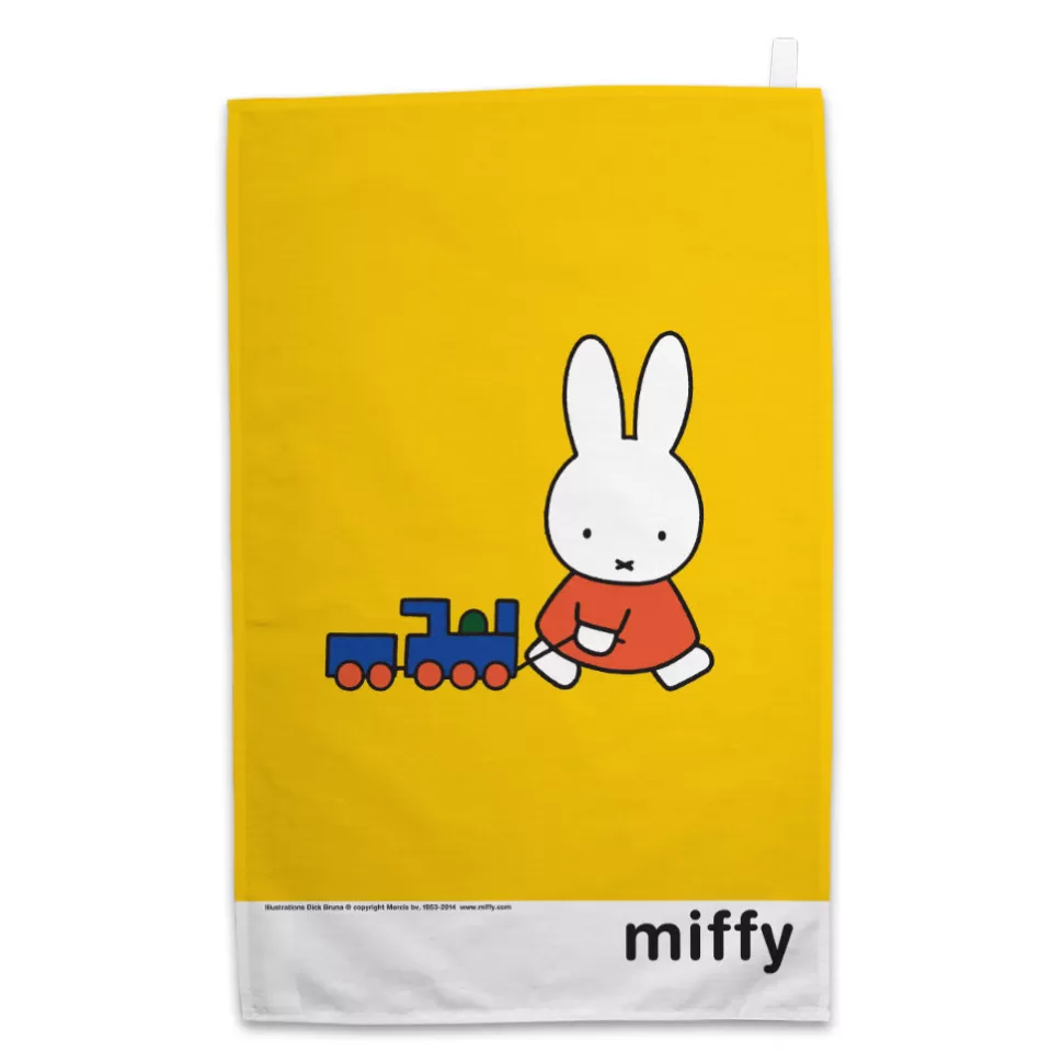 New Miffy Pulling A Toy Train Tea Towel