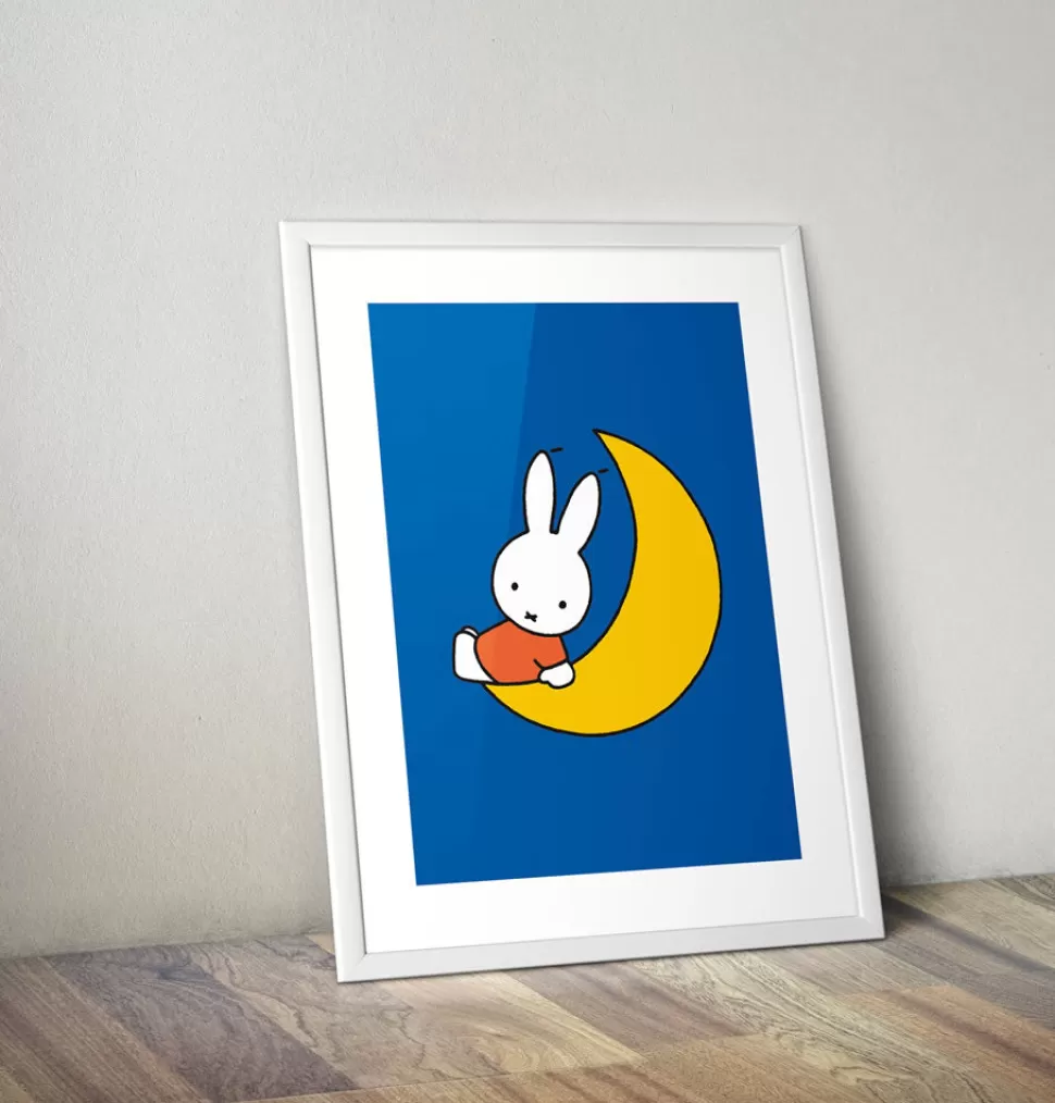 Best Miffy Sat On The Moon Framed Mini Poster