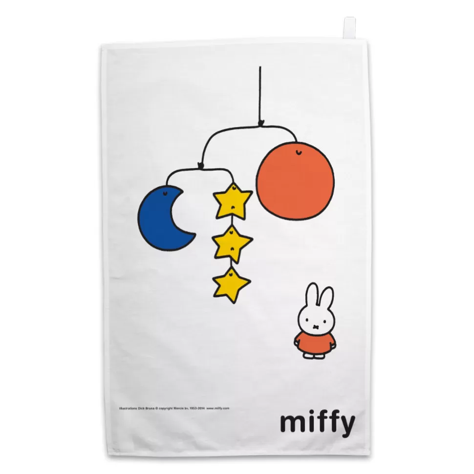 Clearance Miffy With A Planet Mobile Tea Towel