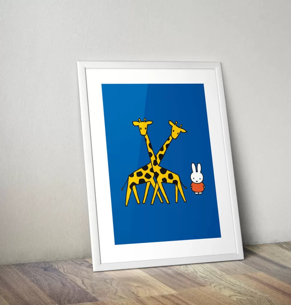 Fashion Miffy With Two Giraffes Framed Mini Poster