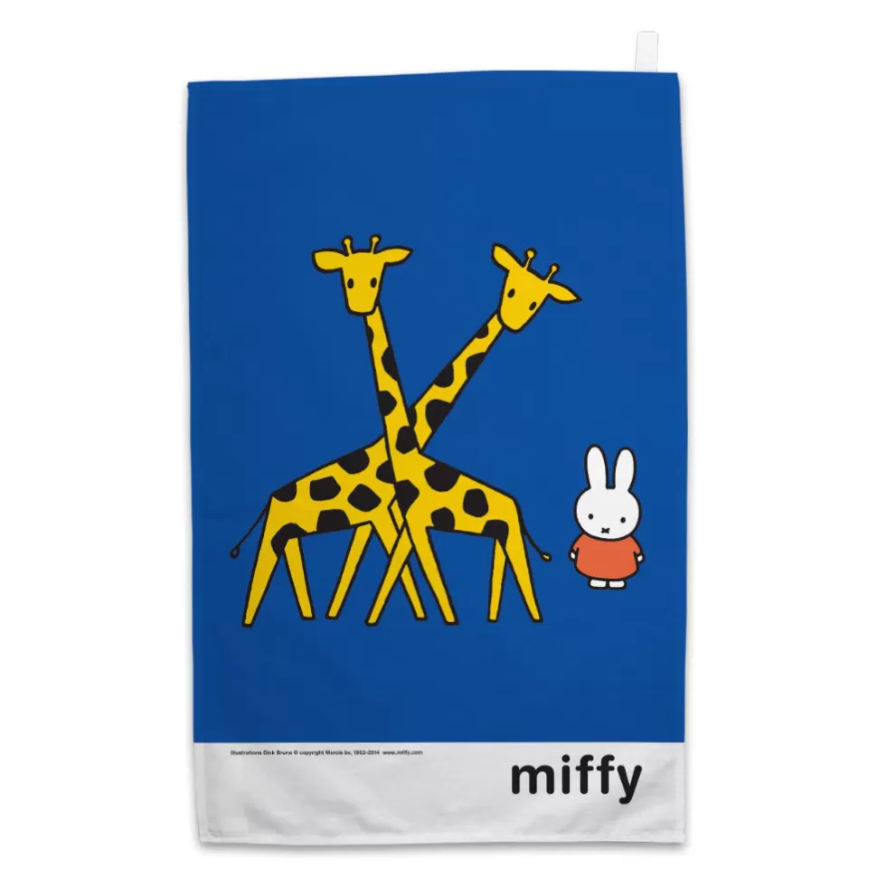 Best Miffy With Two Giraffes Tea Towel